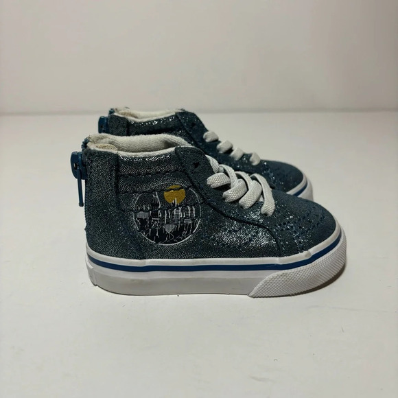 VANS Harry Potter Sk8-Hi Zip Sz 4 Toddler Hogwarts Metallic Blue High Top Shoes - Picture 1 of 9